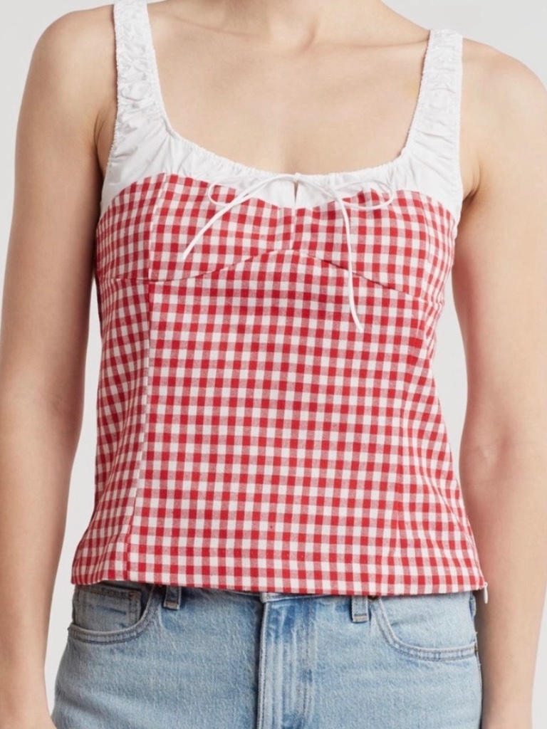 Elodie Red And White Gingham Tank Top Size Xl